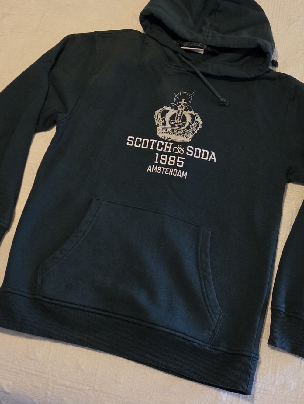 Scotch & Soda Men's Dark Green Logo Hoodie, Size Small